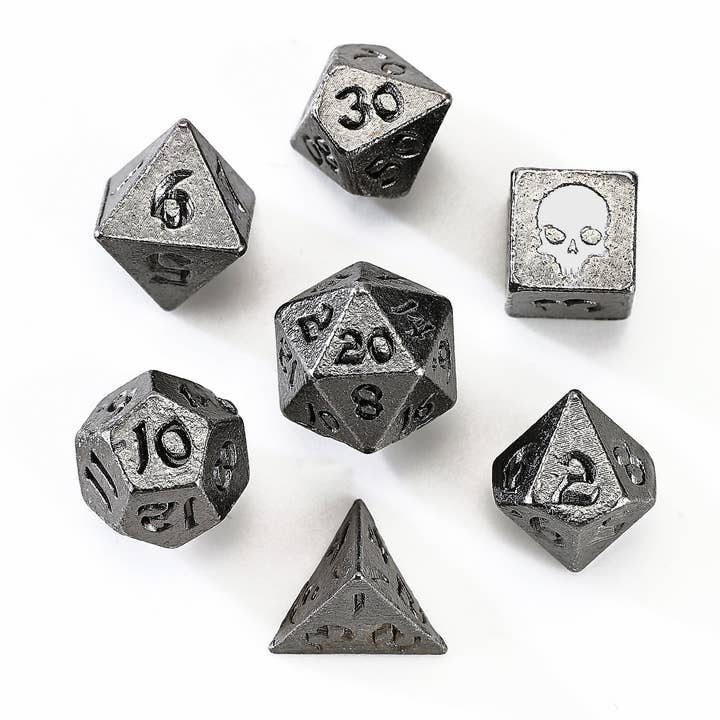 Hymgho Premium Dice - Wholesale Dice - Unseelie Mini Metal RPG Dice Set - Gunmetal