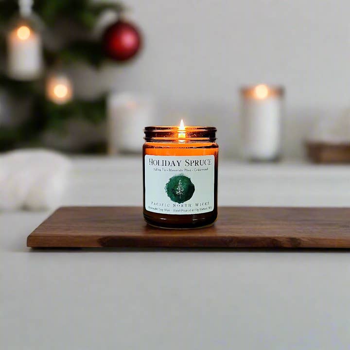 Pacific North Wicks - Wholesale Jar/Filled Candle - Holiday Spruce Candle | Evergreen, Pine, Fir Scent | Soy 5