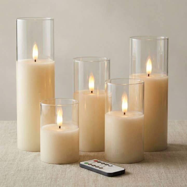 Flameless Candles (Set of 9) | LED | Battery-Powered Candles for wholesale by Kiyo Home