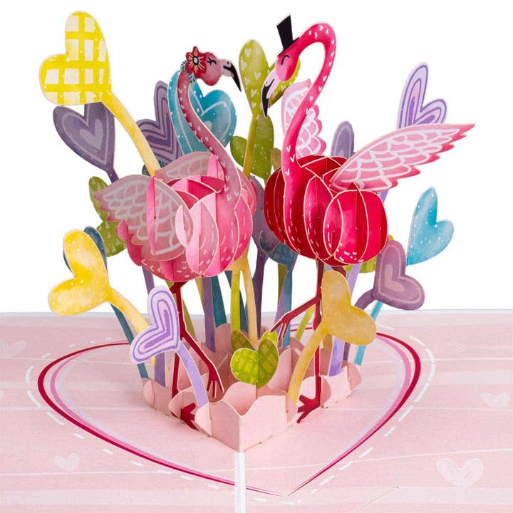 Paper Love pop-up kort med flamingoer i 3D for engroshandel hos Paper Love