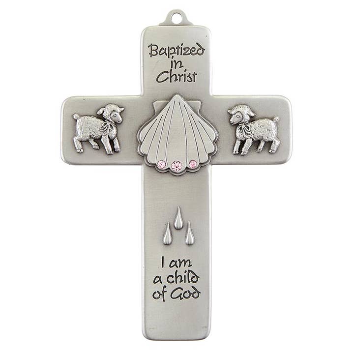 Baptismal Message Cross-Pink for wholesale by Christian Brands Catholic