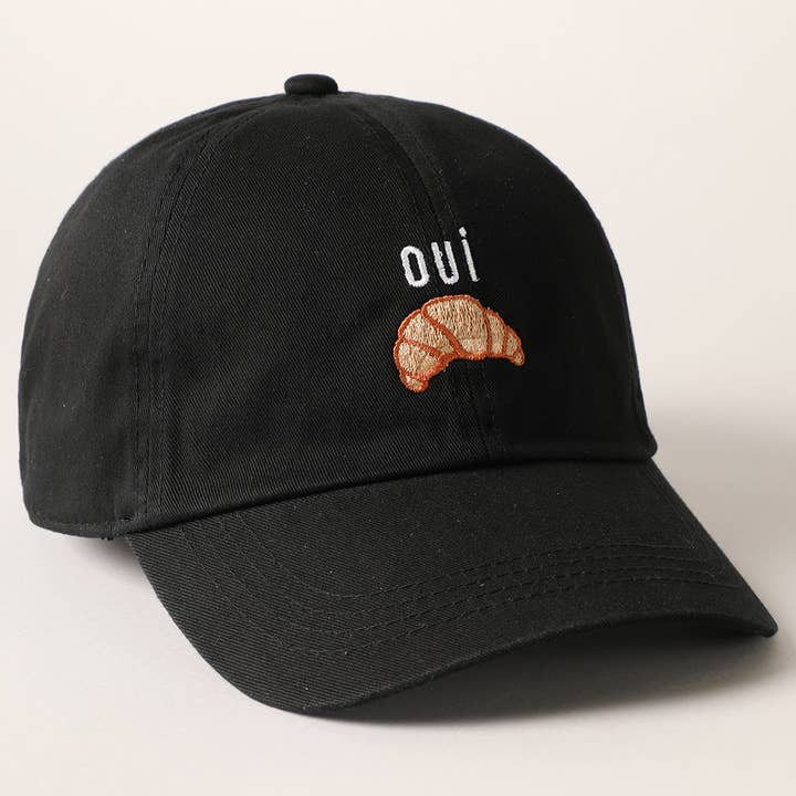 Fashion City - Wholesale Baseball Cap - Women's - OUI Croissant Embroidered Baseball Cap4