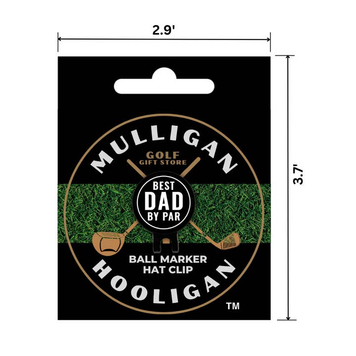 MULLIGAN HOOLIGAN® - Wholesale Gag Gift/Novelty Gift - Best Dad by Par Golf Ball Marker + Magnetic Hat Clip