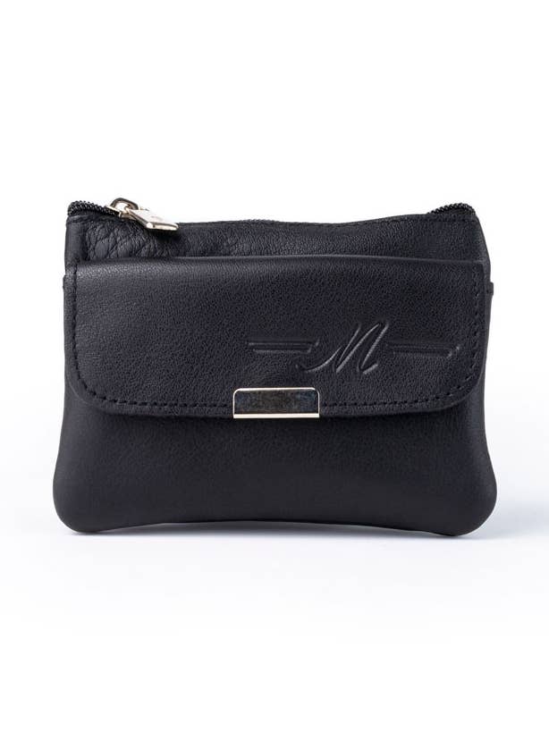 Læderpung med lynlås og lomme med knap for engroshandel hos VALTICO