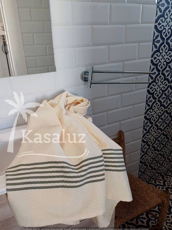 Fouta Córdoba cru riscas caqui 100% algodão por atacado de KASALUZ