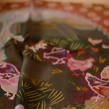 Tirzah Lane Art - Wholesale Scarf - Women's - Morning Ranch Chores Silk Western Cowgirl Wild Rag Scarf