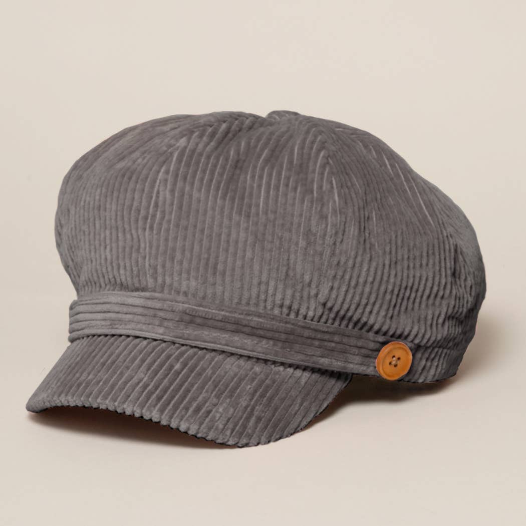 Fashion City - Wholesale Newsboy/Schoolboy Hat - Women's - Women's Solid Corduroy Cabbie with Buttons9