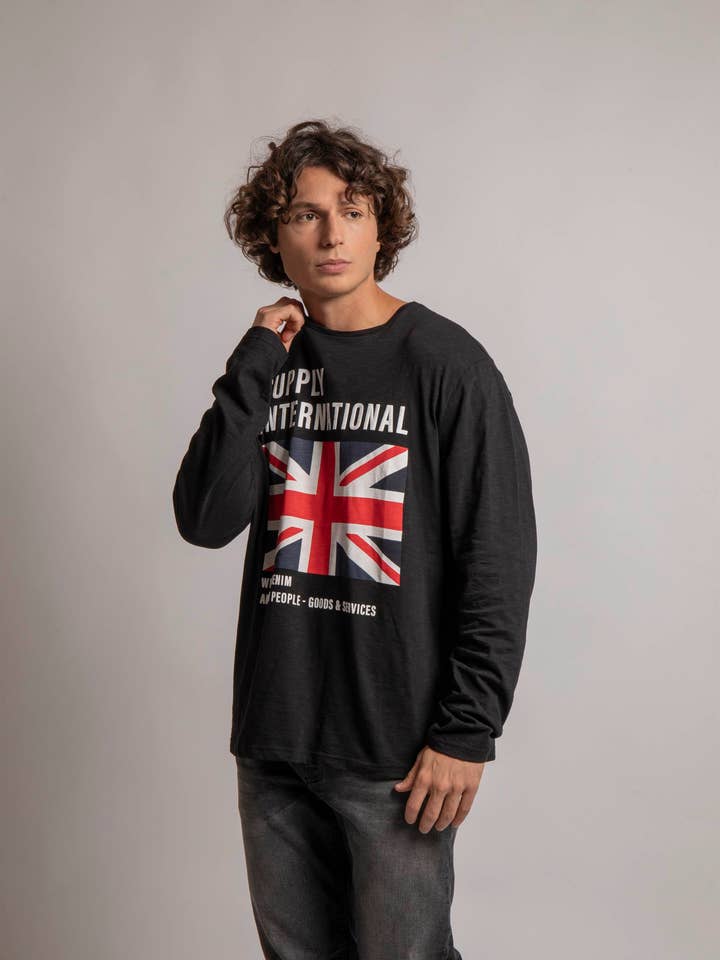 Maglia a maniche lunghe Triumph colore antracite/militare per la vendita all'ingrosso da parte di American People