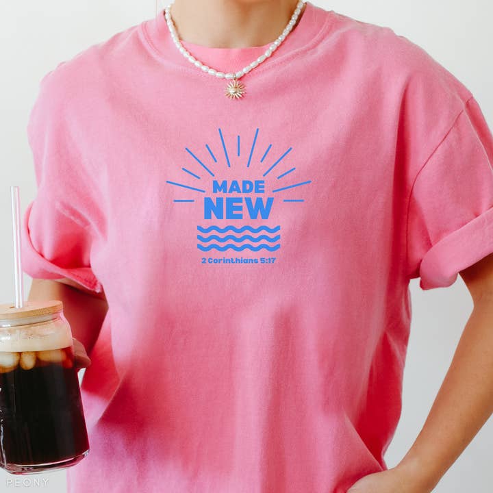 Faith & Life Christian Brands - Wholesale Screen Printed T-Shirt - Women's - Made New Baptism Christian Graphic T-Shirt5