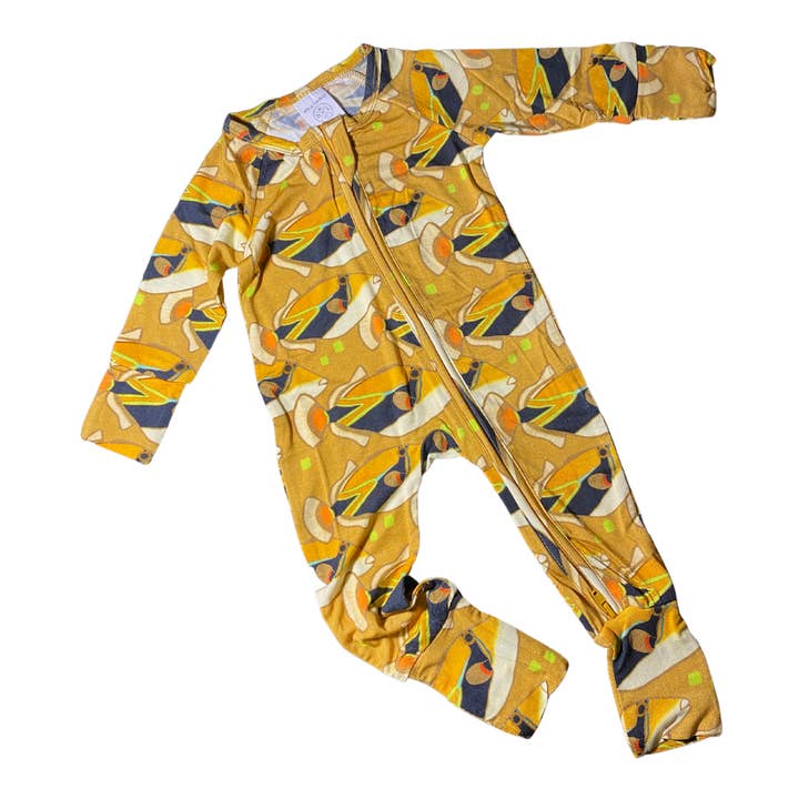 Pajama Zippered Sleeper - Humuhumu Love Yellow for wholesale by elli-o HAWAII