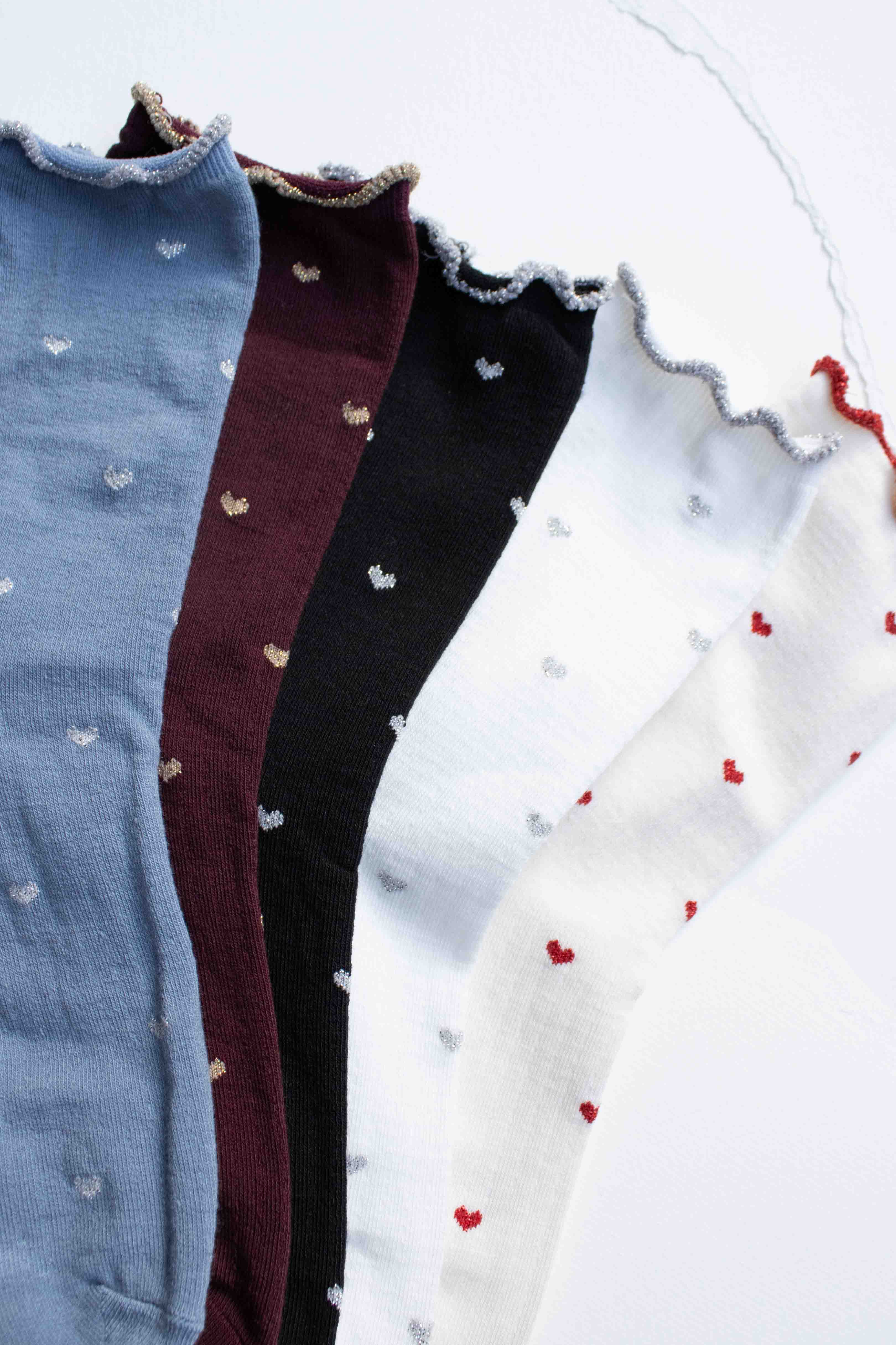 Tiepology - Wholesale Socks - Women's - Mini Heart Ruffle Cotton Blend Socks5