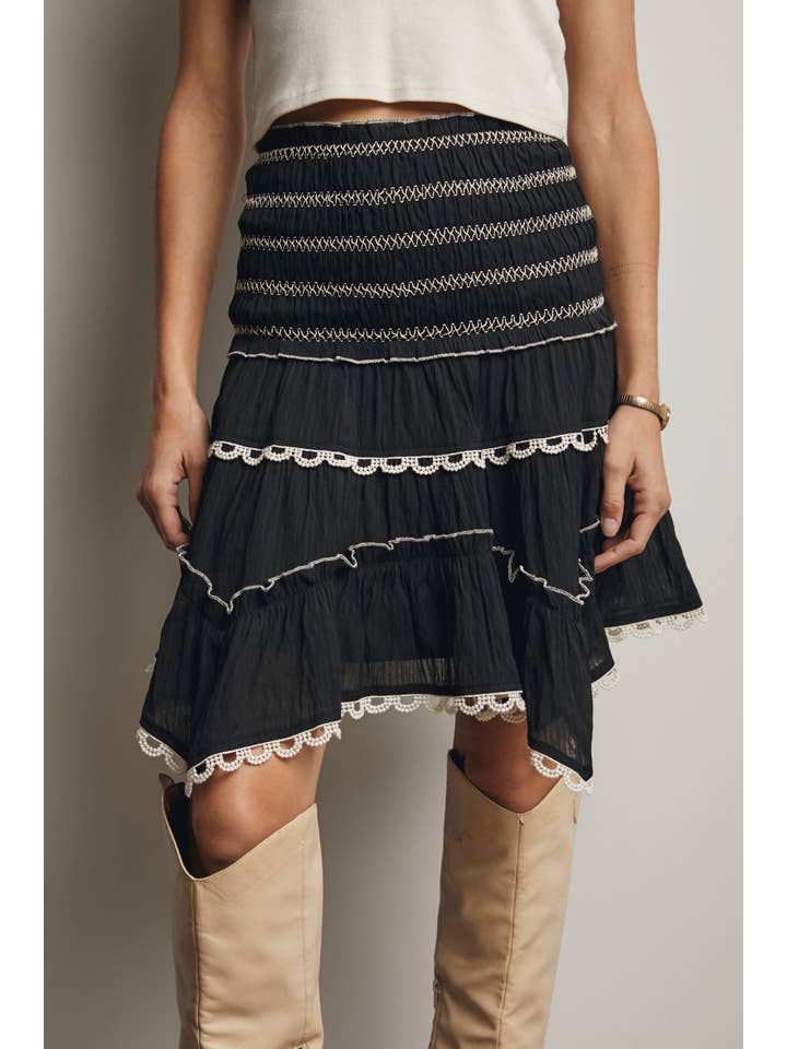 Forte - Wholesale Skirt - Women's - Smocked Ruffle Convertible Skirt/Top FSK00084