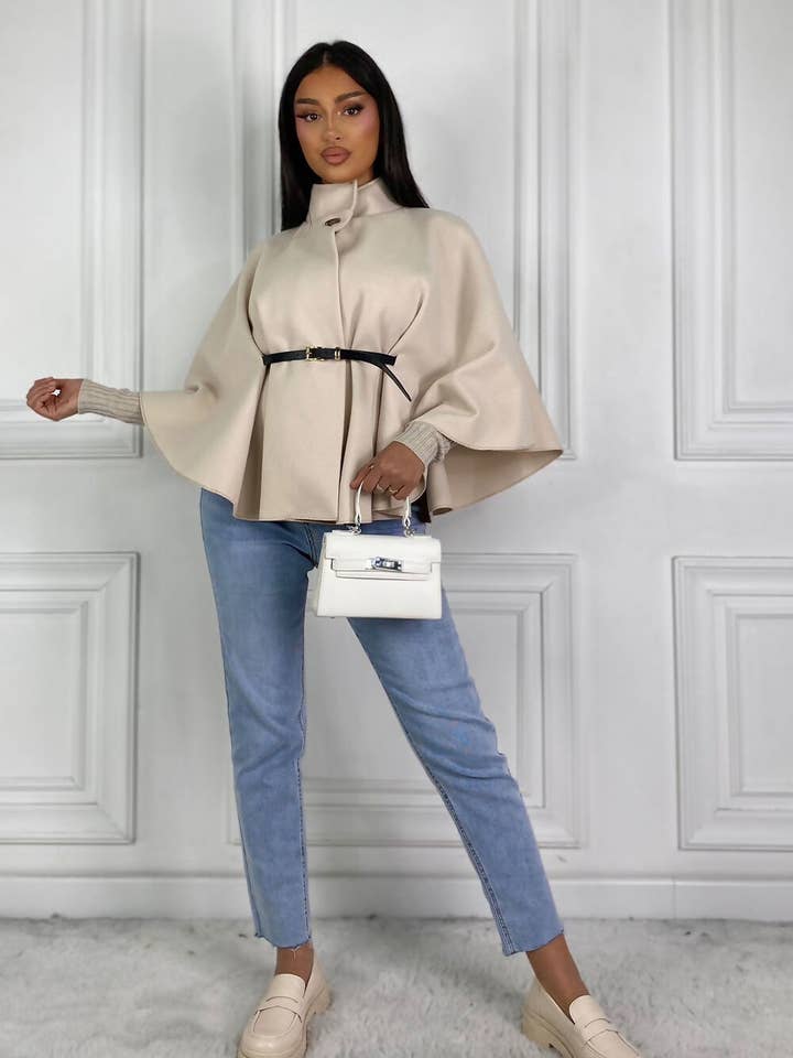 justyouroutfit – Großhandel Cape – Damen – Cape-Mantel mit Gürtel1