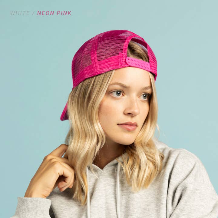 ChoKoLids - Wholesale Trucker Hat - Men's - CHOK.LIDS Plain Two-tone Foam Trucker Flat Bill Cap with Rop7