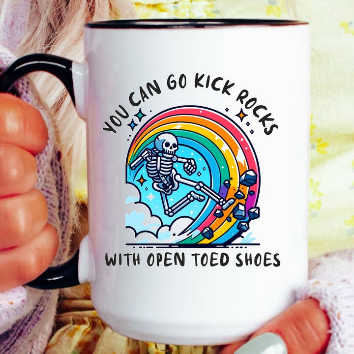 Funny Skelton Rainbow Coffee Cup With Funny Saying for wholesale by Mystic Blvd