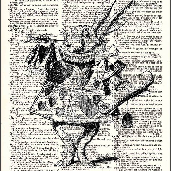 Rabbit Playing Trumpet Dictionary Print for wholesale by Fresh Prints of CT
