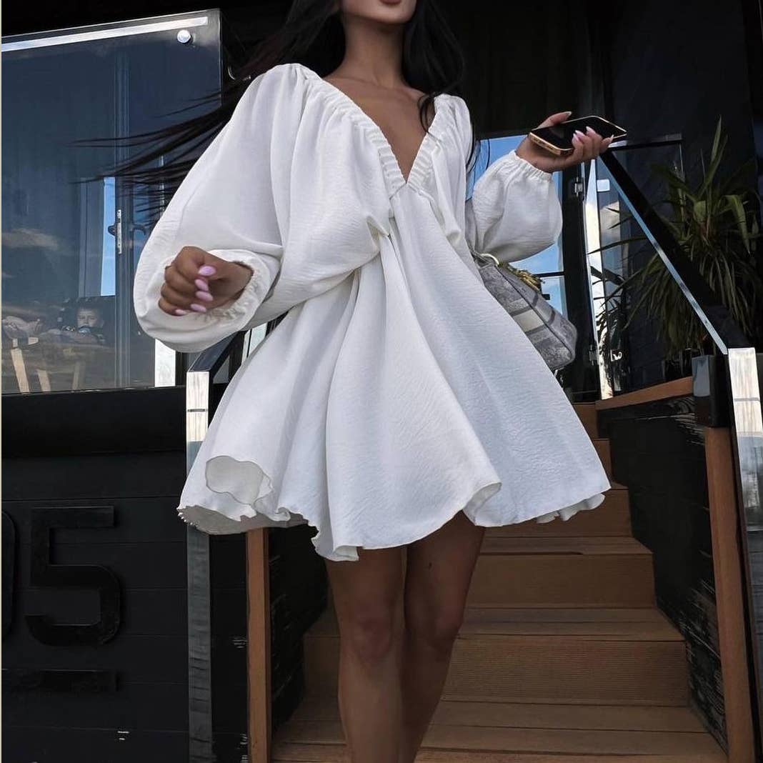 Mapcie - Wholesale Dress - Women's - FRONT AND BACK WIDE V NECK DRESS6