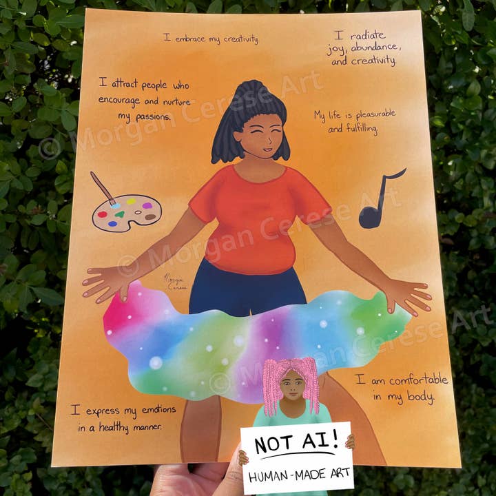 Sacral Chakra 8"x10" OR 11"x14" Art & Affirmation Print for wholesale by Morgan Cerese Art