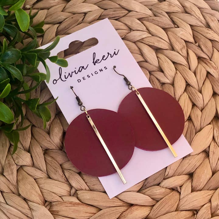 Olivia Keri Designs - Wholesale Dangle Earrings - Lindsay - Dark Red2