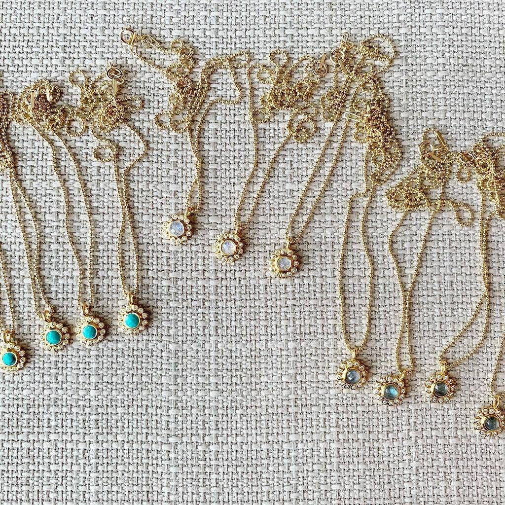 gold & gray - Wholesale Pendant/Charm Necklace - Turquoise Flower Pendant Necklace2