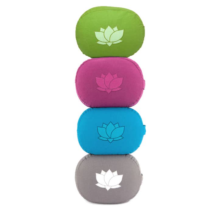 Bodynova – Großhandel Meditationszubehör – Meditationskissen OVAL Mit Lotus Stickerei | Aus Bio