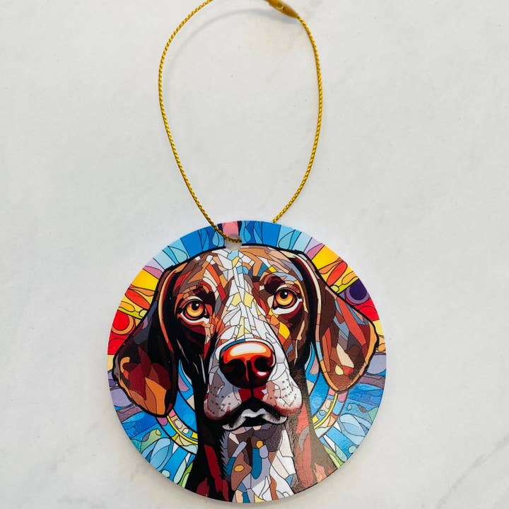 Spellbound Rose Creations - Wholesale Ornament - German Shorthaired Pointer Faux Stained Glass Ornament - Dog1