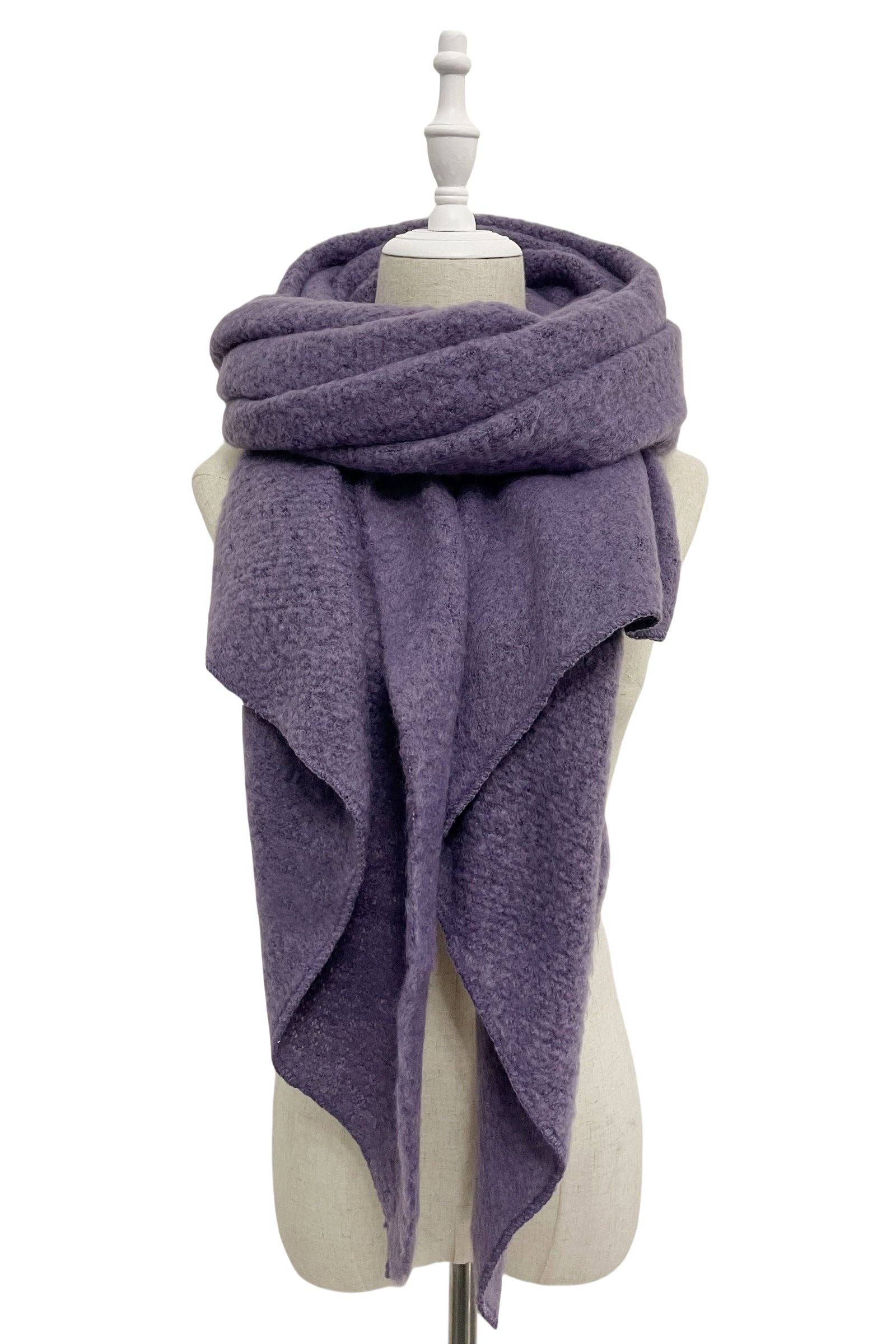 Fashion Scarf World - Wholesale Scarf - Women's - Plain Boucle Diagonal Edge Wool Scarf51
