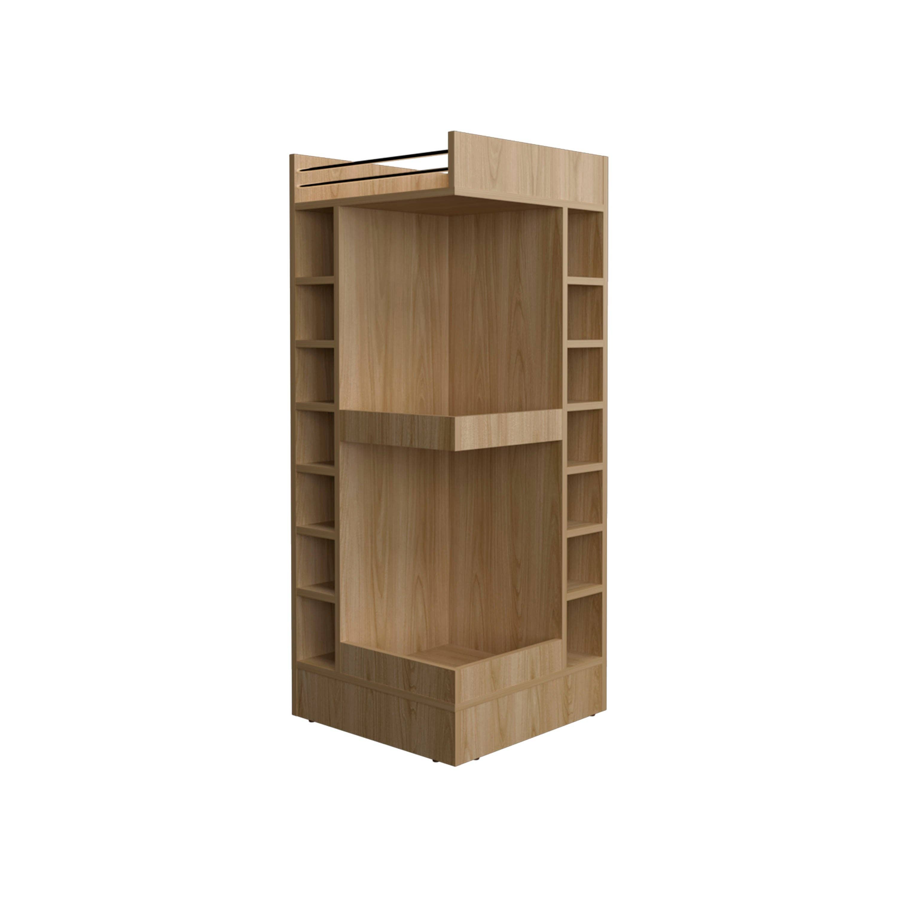 TUHOME FURNITURE – Großhandel Schrank – Lyman 46" hoher 3-stöckiger Eck-Barschrank mit vierzehn Weinflaschenfächern, Wohnzimmer, Spirituosenschrank, Aufbewahrungsschrank10