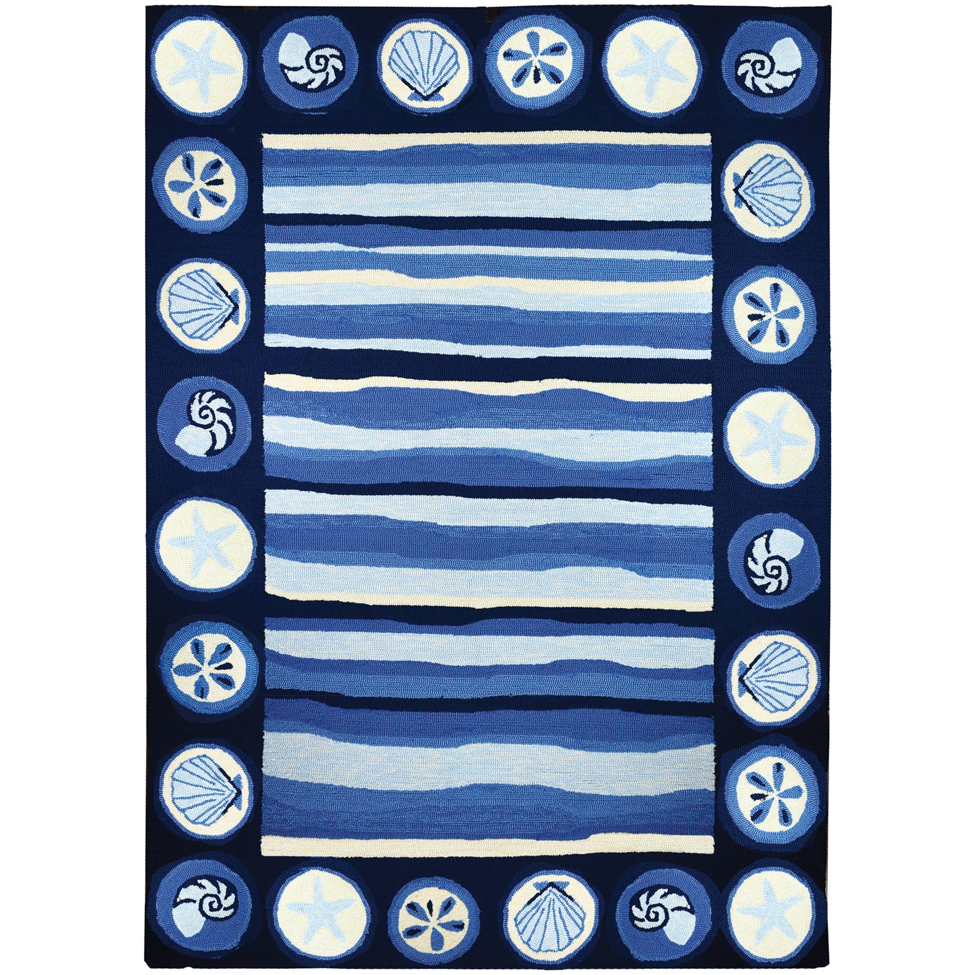 Home Comfort Rugs - Wholesale Area Rug - Coastal Stripes and Shells 8'   x 10'1