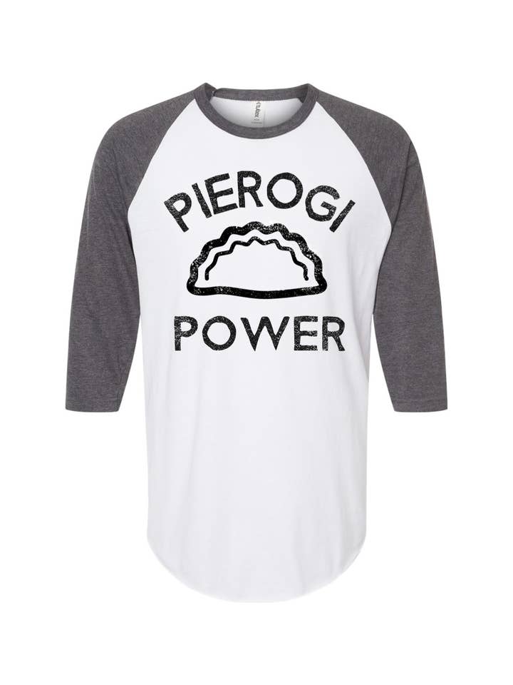 Yinzylvania - Wholesale Screen printed t-shirt – unisex - Pierogi Power - Raglan T-Shirt3