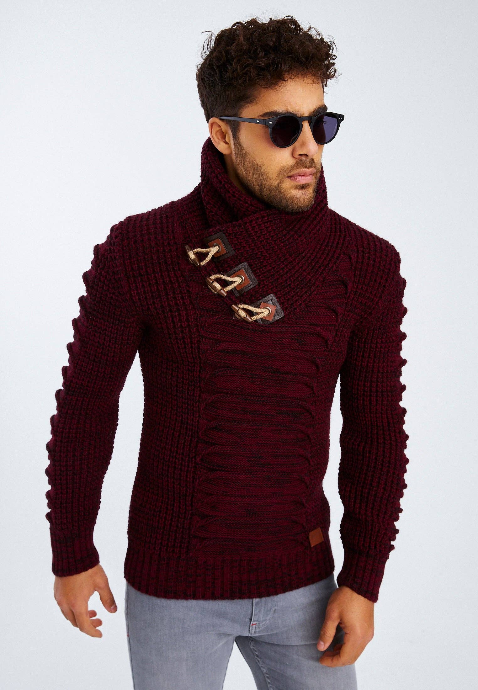 Leif Nelson GmbH - Wholesale Knit Sweater - Men's - Men's Knit Sweater Chunky Knit Shawl Collar LN-557532