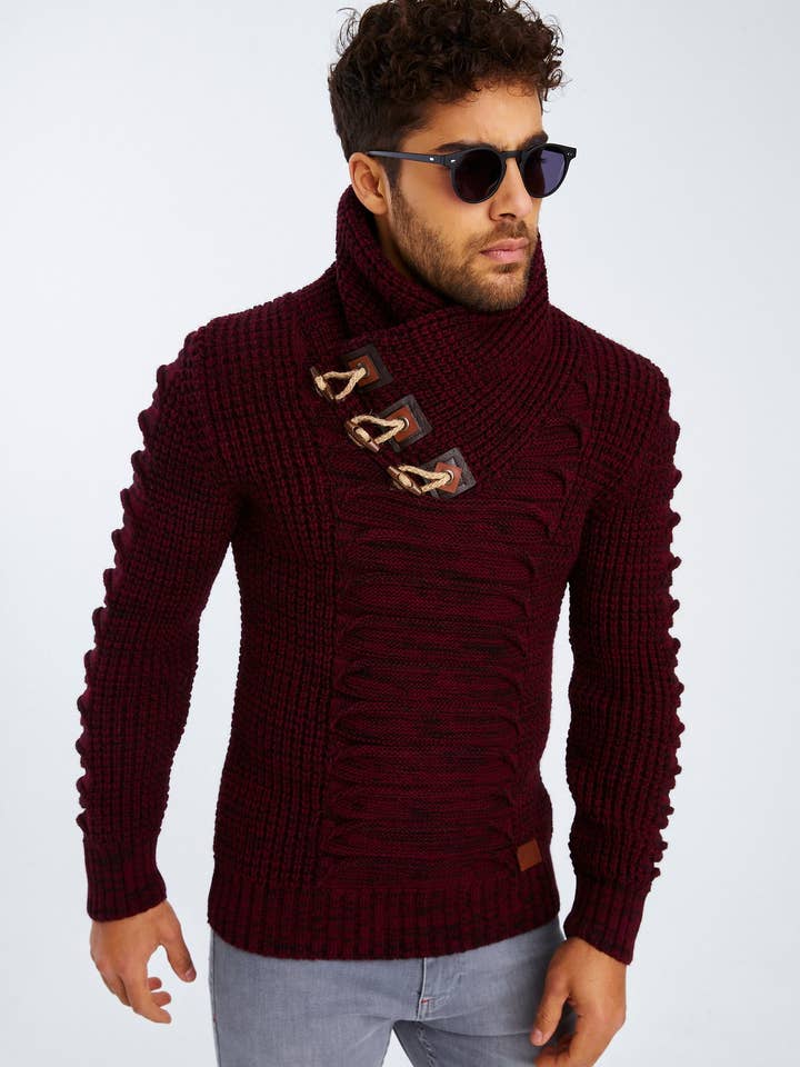 Leif Nelson GmbH - Wholesale Knit Sweater - Men's - Men's Knit Sweater Chunky Knit Shawl Collar LN-557532