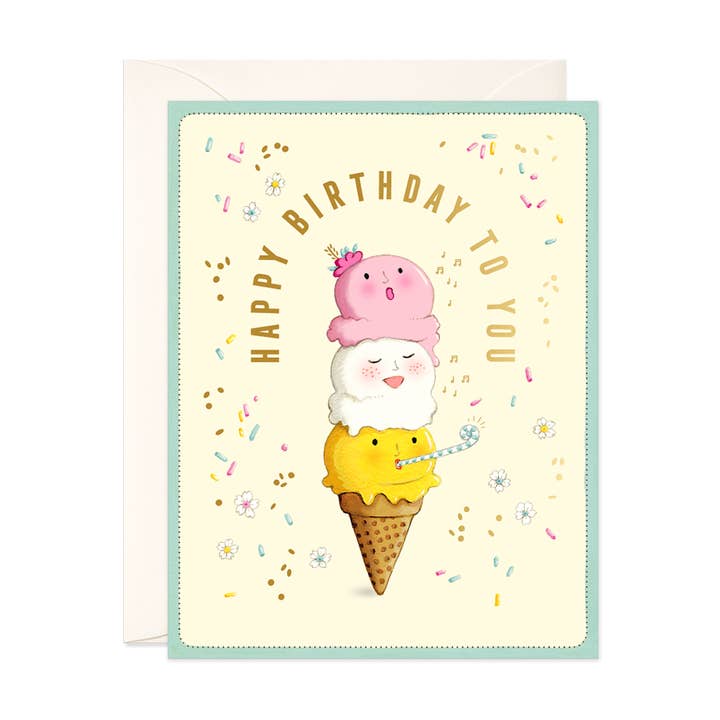 JooJoo Paper - Wholesale Birthday Card - Singing Ice Cream Birthday Greeting Card