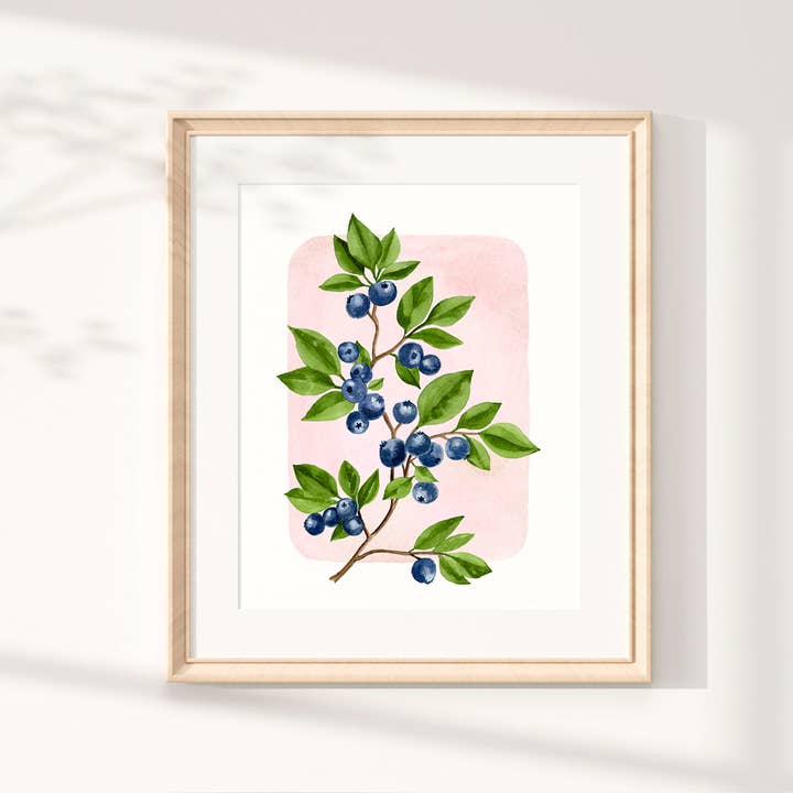 NorthHouse Creative Co. – wholesale Art print – Blueberries Watercolor Print7