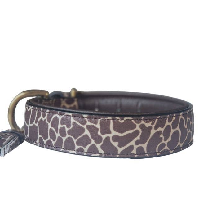 kay-line - Wholesale Pet Collar - Dog - Leather Collar AFRICAN GIRAFFE with Leather PomPom