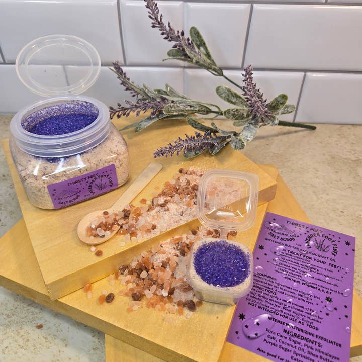THIRSTY FEET™️ - Wholesale Foot Scrub/Polish - Lavender Salt Foot Fluff Sugar Scrub 8 oz Jar5