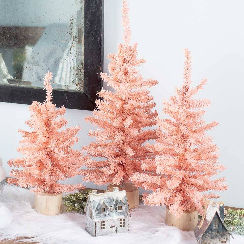 Factory Direct Craft - Wholesale Artificial Christmas Tree - 15" Designer Pink Small Artificial Pine Tree4