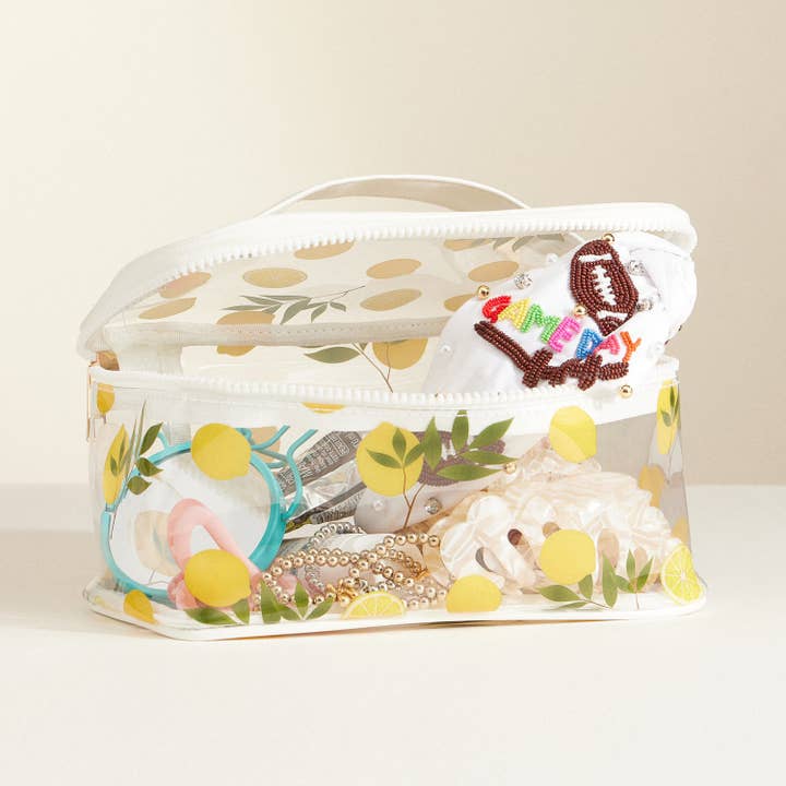 Frem - Wholesale Makeup/Cosmetic Bag - Fruit-Print Clear Makeup Bag with Handle Travel Organizer