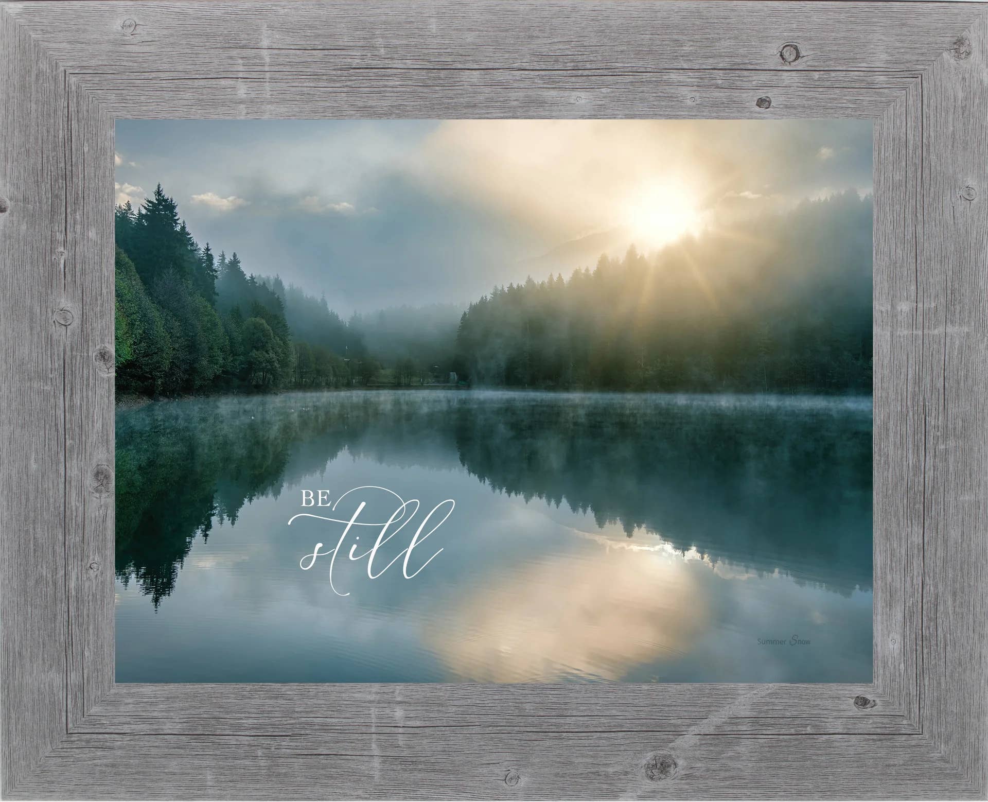 Summer Snow Art - Wholesale Sign - Be Still Religious Lake Mountains Framed Art Sign