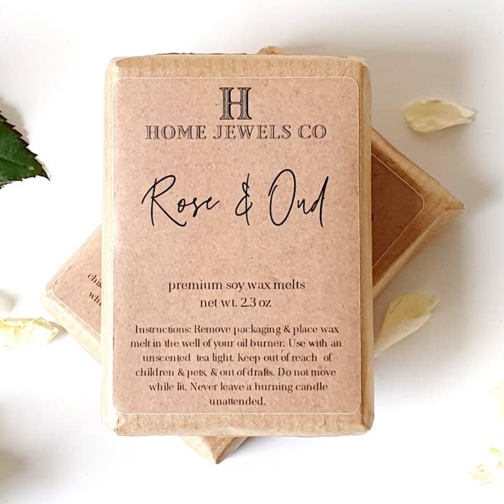 Rose and Oud Scented Soy Wax Melts - Long-Lasting for wholesale by Home Jewels Co