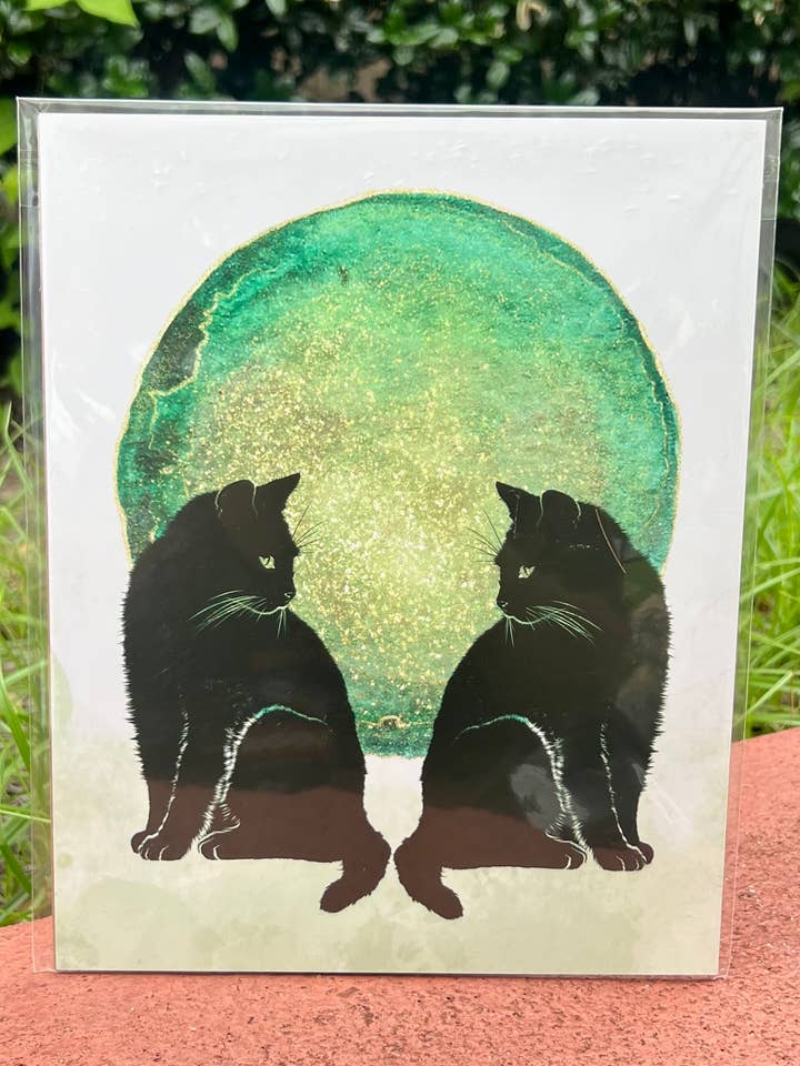 Two Black Cats - Art Print for wholesale by Wild Aster Creative