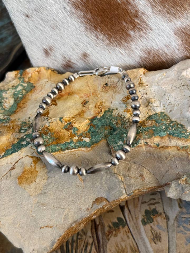 #208- Sterling Pearl Torpedo Bead Bracelet for wholesale by Z Bars Jewelry