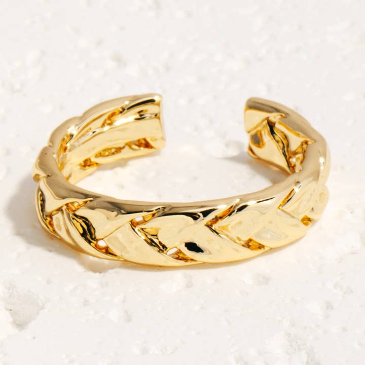 Anarchy Street - Wholesale Band/gestapelde ring - Gevlochten ring met gouden dompelketting0