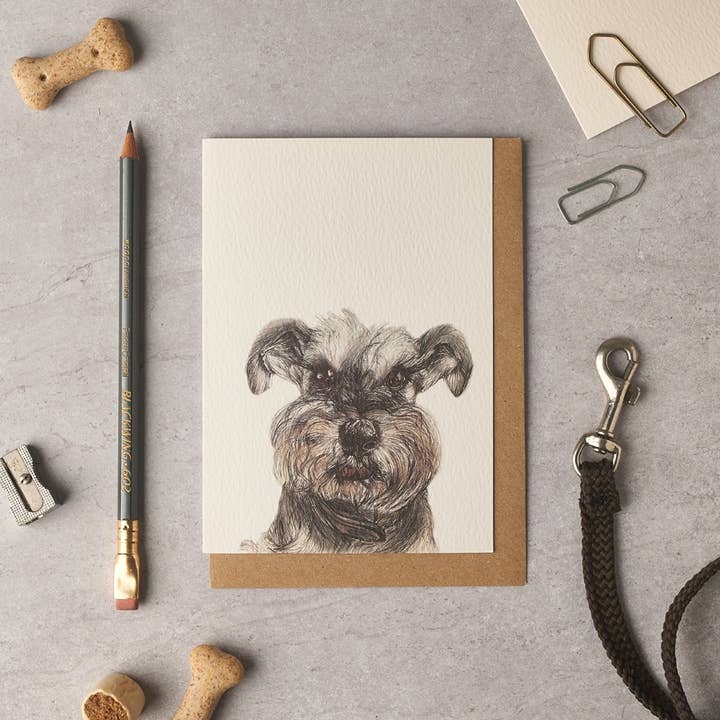 Pip Miniature Schnauzer Blank Card for wholesale by byOliviaBell