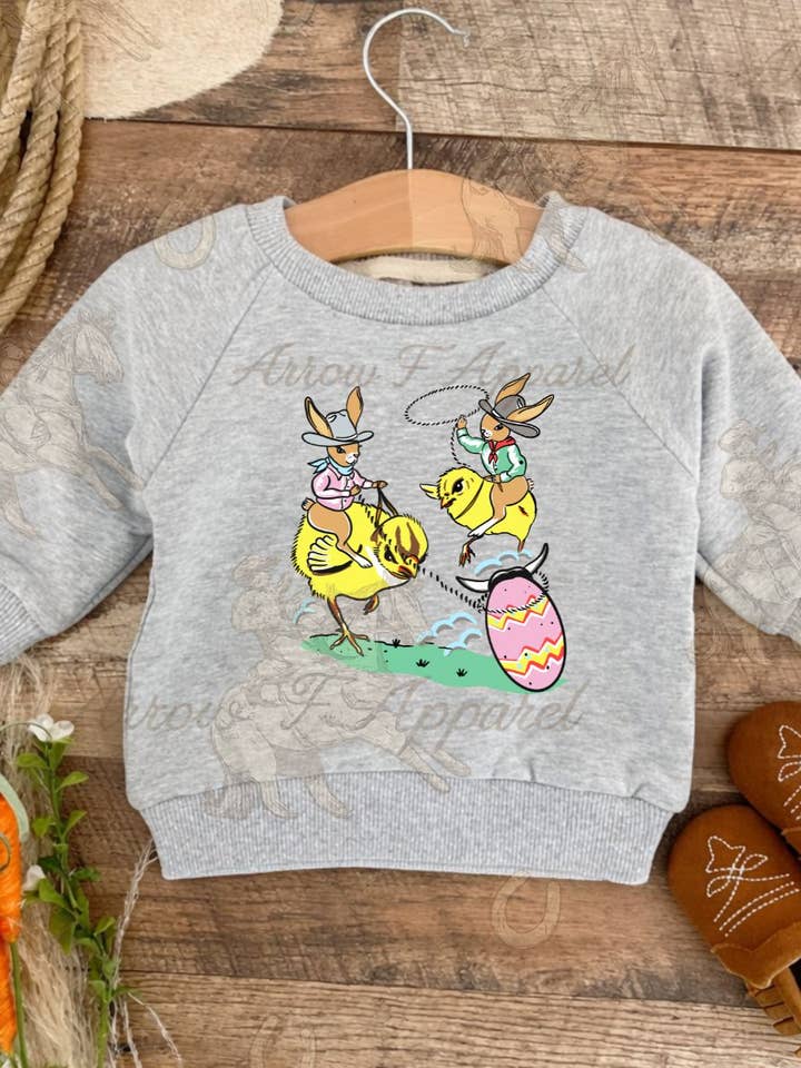 Felpa da rodeo di Pasqua (Bambino/Giovane)(Grigio) per la vendita all'ingrosso da parte di Arrow F Apparel