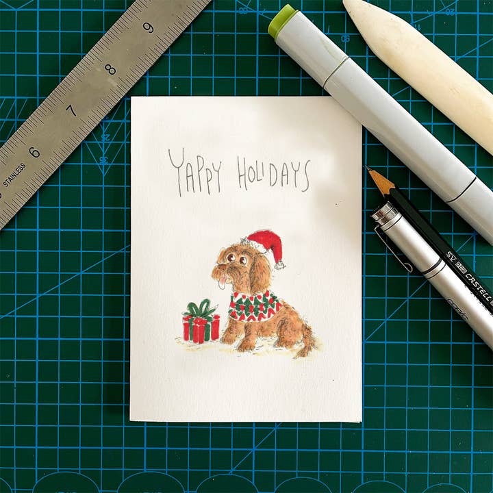 Well Drawn - Wholesale Christmas card - Yappy Holidays2