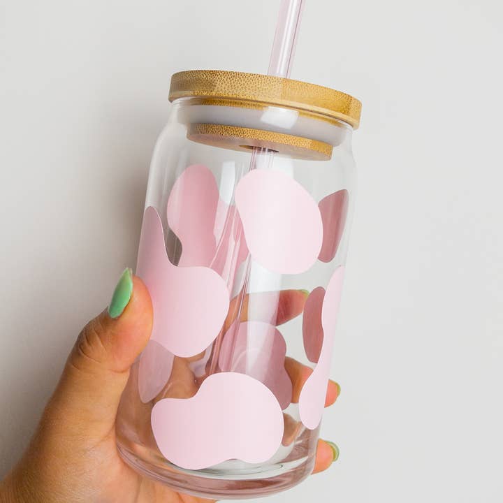 Strawberry Pink Cow Print Ölglasburk för wholesale av BambooByTundra