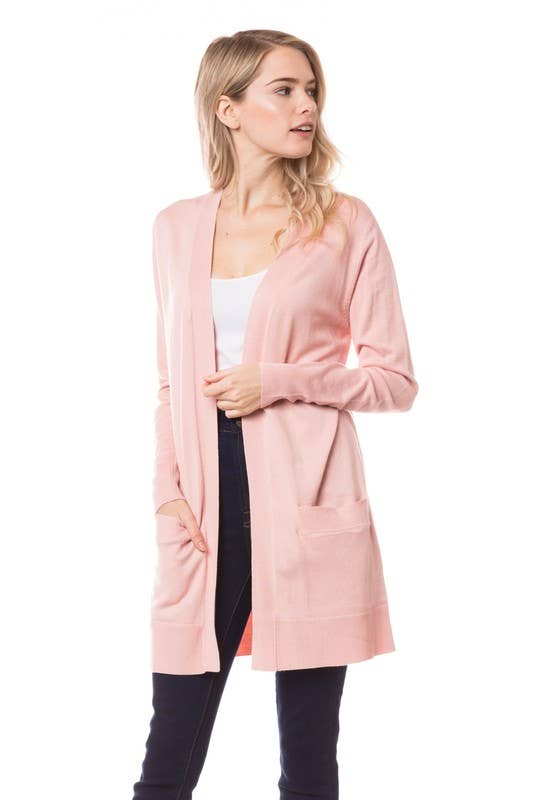 Newself Collection - Vente Cardigan – femme - Cardigan long léger ouvert sur le devant avec poches6