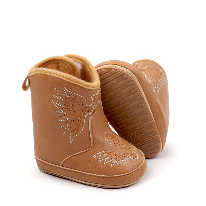Kids Charm Online - Wholesale Booties - Baby - Camel pleather baby boots with velcro. MY3167C1