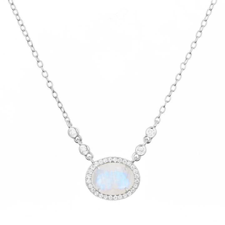 Colar de Pedra Preciosa Aura Pedra da Lua Arco-Íris por atacado de Kamaria Jewelry